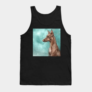 Painting of a Pharaoh Hound Dog on Green Blue Background Tank Top